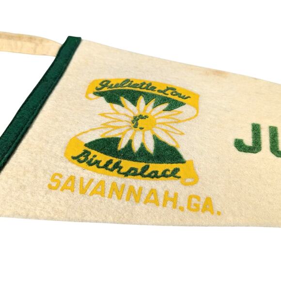 Vintage Savannah GA Juliette Low Birthplace Girl Scout Founder Pennant Flag - Picture 3 of 7